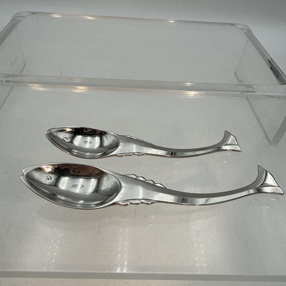 2 pc CATCH OF THE DAY Fish RICCI Argentieri Stainless Spoons MCM